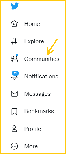 Twitter Communities in menu